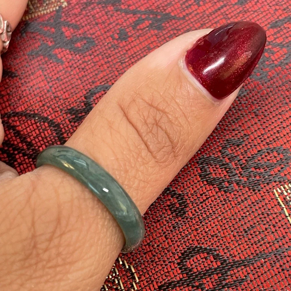 Blue Water Jade Bangle Ring Size 10.5 / 20.1mm